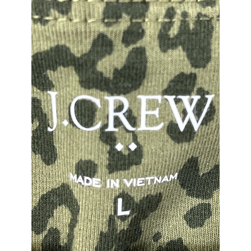 J. Crew olive green animal print full length leggings, size L - Picture 2 of 8